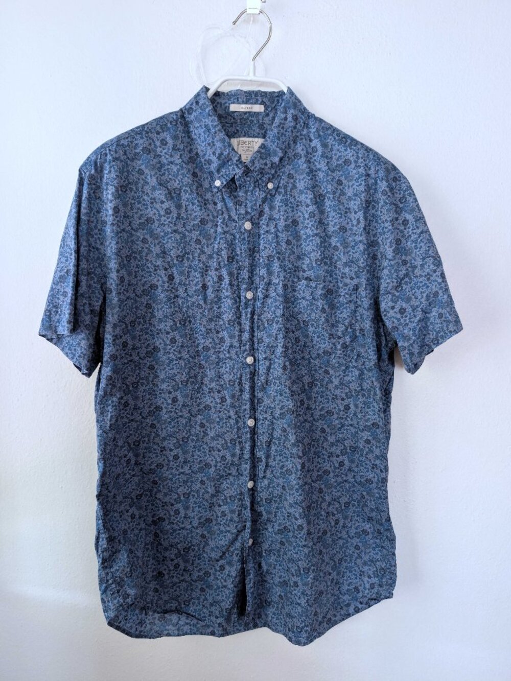 J Crew short sleeve shirt, M Medium Blue Liberty of London Fabric